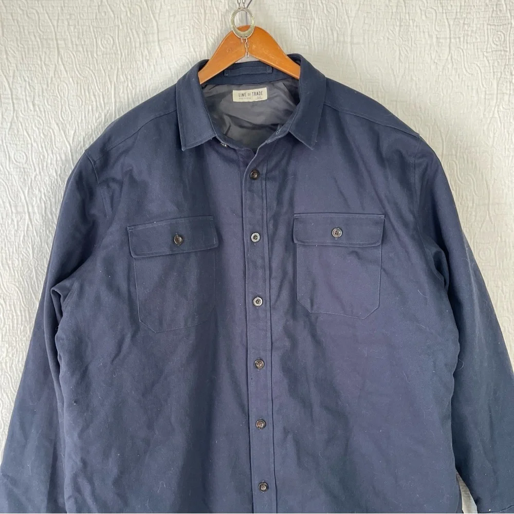 Line of Trade Shirt Jacket Shacket Men 3X Navy Blue Quilted Insulated Work Coat